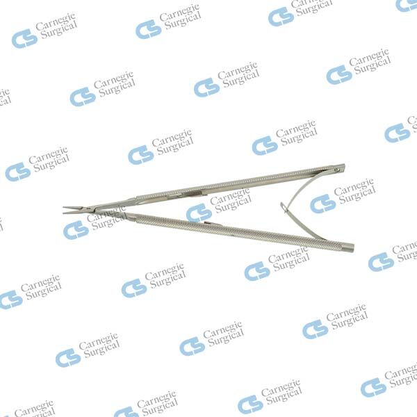 GLASSER Micro needle holder round handle straight diamond coated jaws